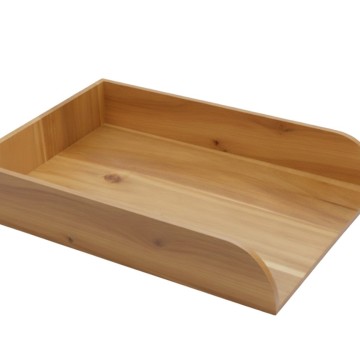 Premium Acacia Wood Rectangular Paper Tray - Durable Office Organizer