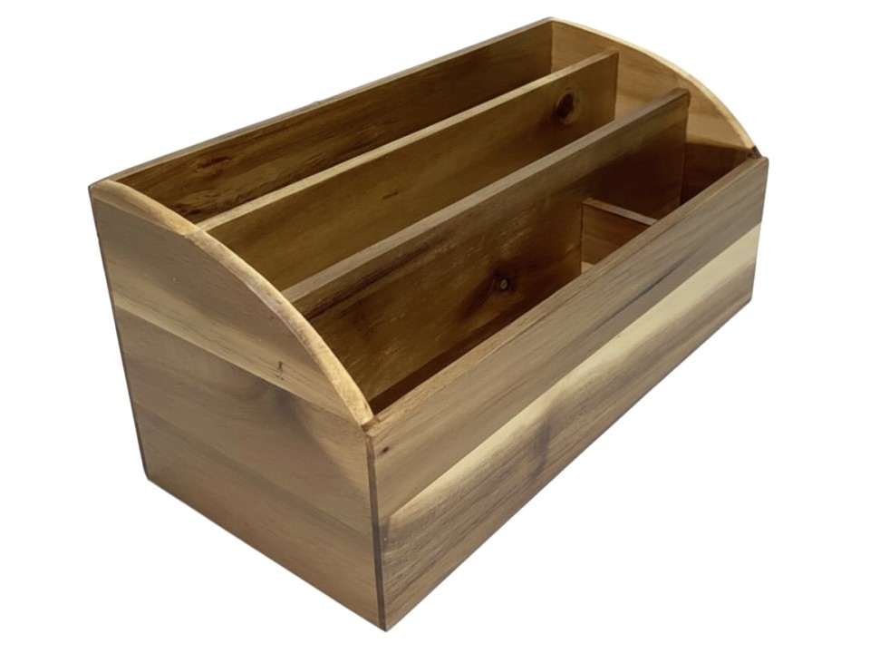 Premium Acacia Wood Cascading Stationery Sorter - Multi-Compartment Desk Organizer