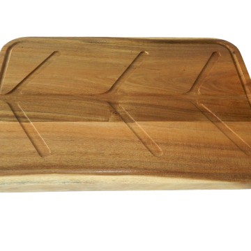 Premium Acacia Wood Chopping Board with Juice Groove and Grid Pattern - Sustainable Kitchen Essential