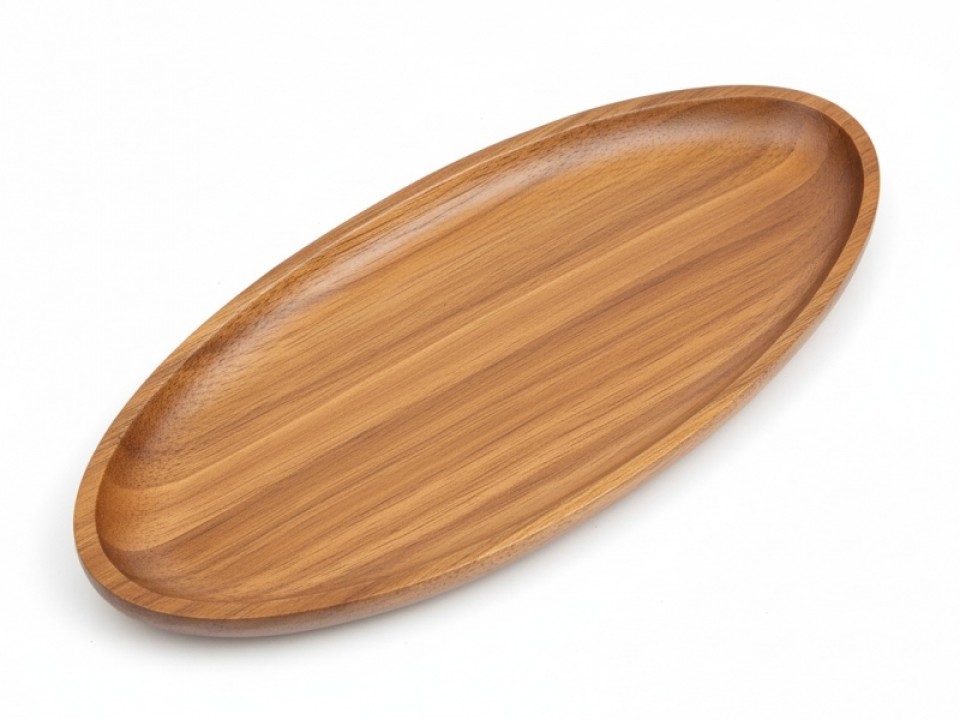 Oval Acacia Wood Serving Platter - Smooth Finish, Durable Kitchenware