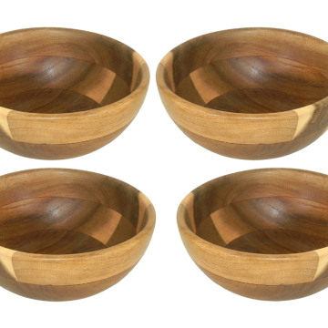 Acacia Wood Bowls Wooden Serving Set Eco-friendly Tableware Natural Kitchen Decor Sustainable Bowls