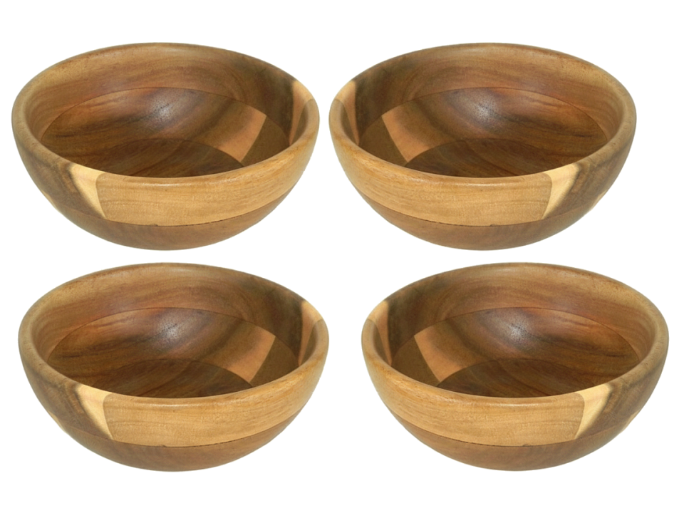 Acacia Wood Bowls Wooden Serving Set Eco-friendly Tableware Natural Kitchen Decor Sustainable Bowls