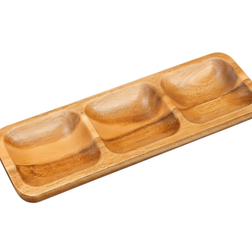 Acacia Wood 3-Compartment Serving Tray - Sustainable & Versatile Kitchenware