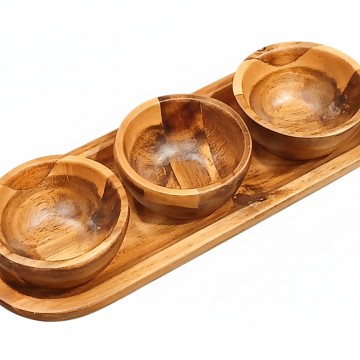 Acacia Wood tray and Dip bowl set - Sustainable Kitchenware