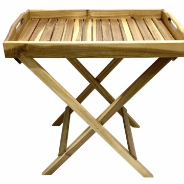 Acacia Wood Folding Butler Tray Table with Handles - Versatile Portable Furniture