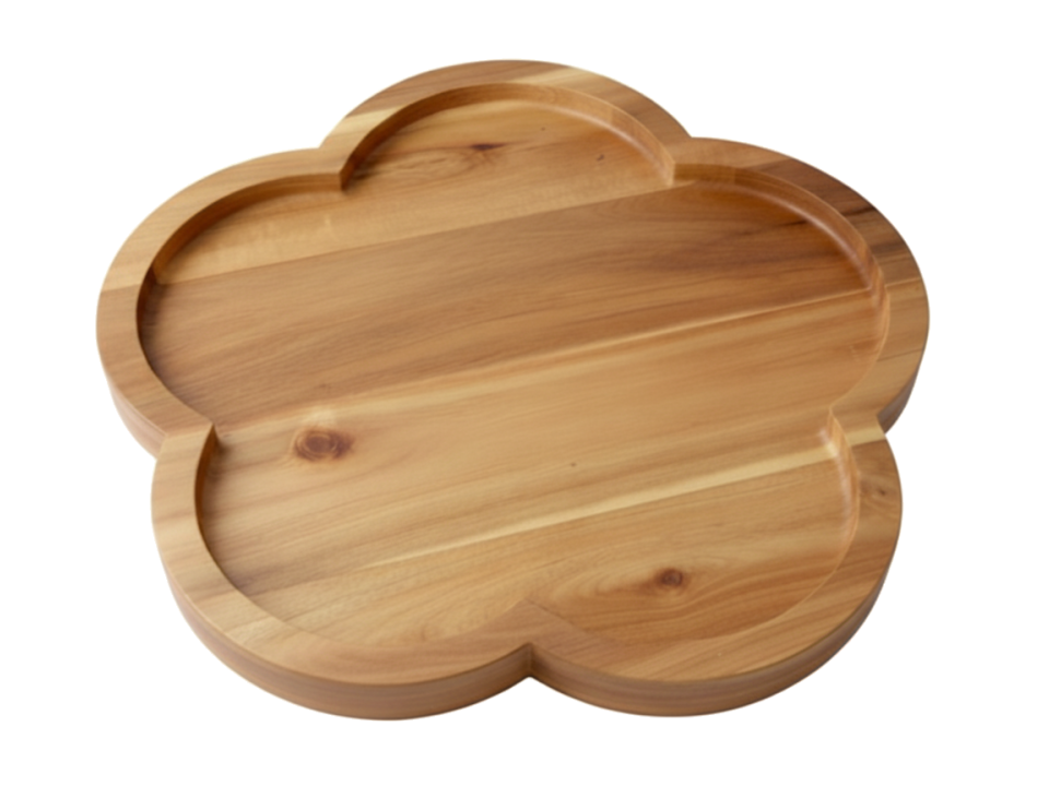 Acacia Wood Flower-Shaped Serving Platter - Sustainable Kitchenware