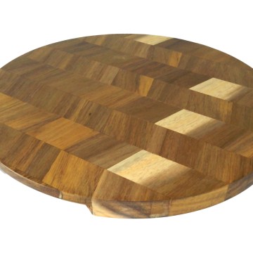 Round Acacia Wood Herringbone Cutting Board - Premium Kitchen Serveware