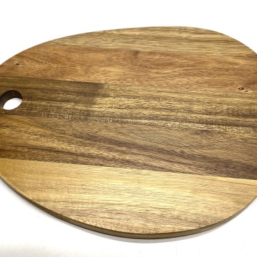 Superior Acacia Wood Organic-Shaped Serving Board with Hanging Hole - Durable Kitchenware