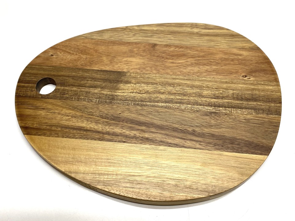 Superior Acacia Wood Organic-Shaped Serving Board with Hanging Hole - Durable Kitchenware