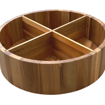 Acacia Wood Lazy Susan Organizer - Rotating Segmented Table Caddy