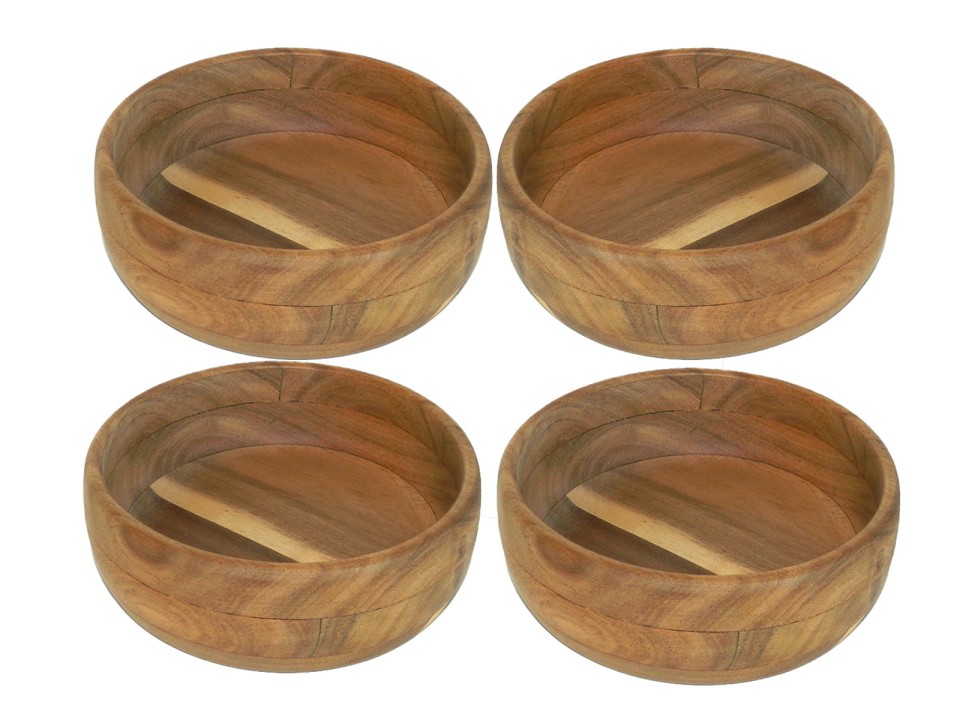 Acacia Wood Serving Bowls Set - Natural Grain Kitchenware