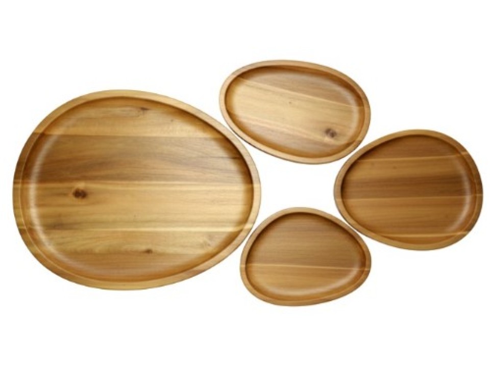 Acacia Wood Serving Platter Set - Versatile & Eco-friendly Serveware