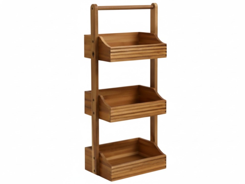 Acacia Wood 3-Tier Storage Shelf - Versatile Organization Unit