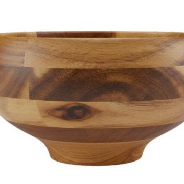 Acacia Wood Footed Serving Bowl - Handcrafted Natural Kitchenware