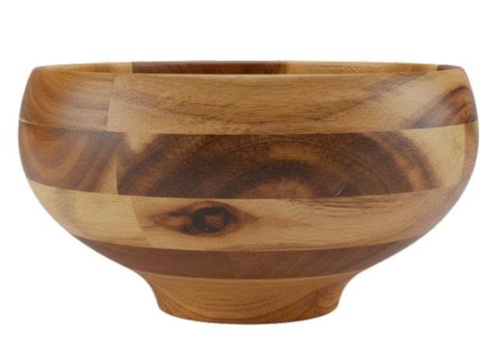 Acacia Wood Footed Serving Bowl - Handcrafted Natural Kitchenware