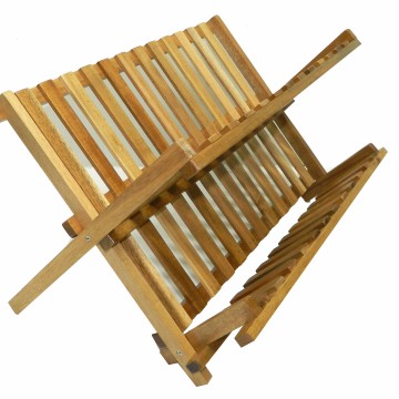 Collapsible Acacia Wood Dish Drying Rack - Eco-Friendly Kitchen Solution