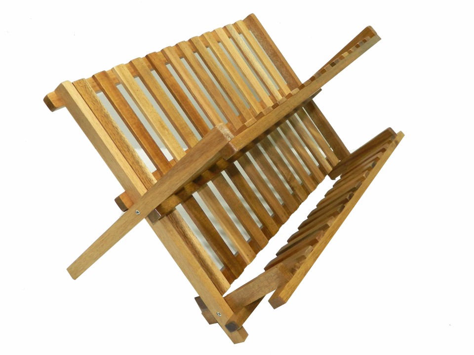 Collapsible Acacia Wood Dish Drying Rack - Eco-Friendly Kitchen Solution