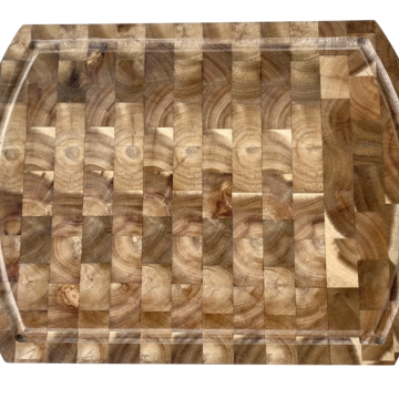 End-Grain Acacia Wood Cutting Board with Juice Groove - Durable Kitchenware