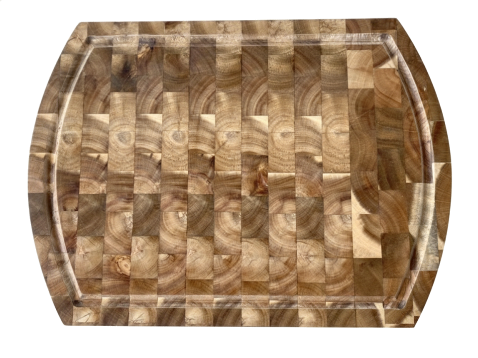 End-Grain Acacia Wood Cutting Board with Juice Groove - Durable Kitchenware