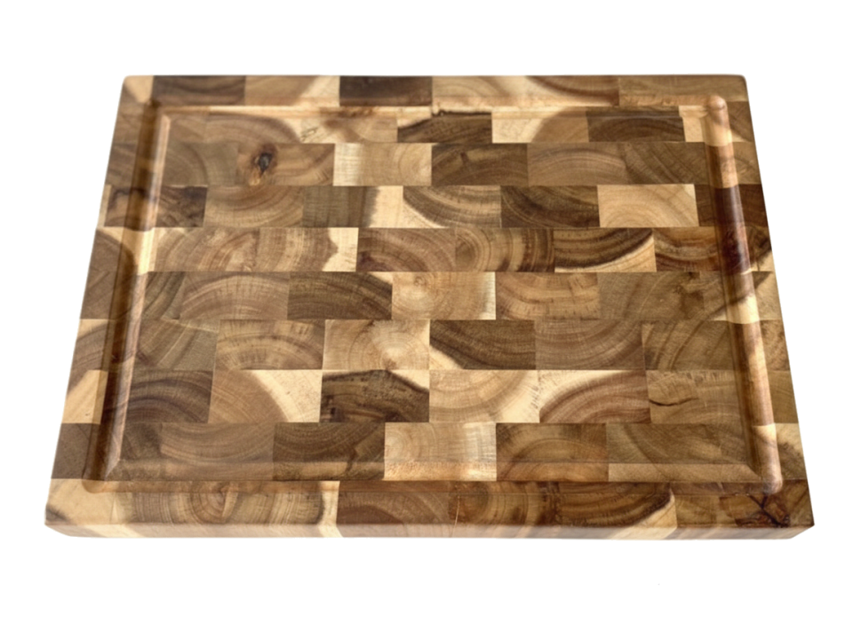 Cutting-edge End-Grain Acacia Wood Cutting Board with Juice Groove - Rectangle