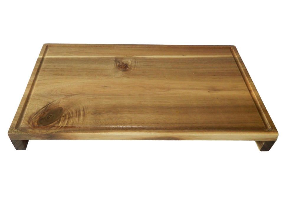 Premium Acacia Wood Footed Cutting Board with Juice Groove - Sustainable Kitchenware