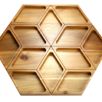 Acacia Wood Modular Hexagonal Serving Platter - Sustainable & Versatile
