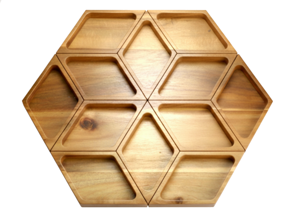Acacia Wood Modular Hexagonal Serving Platter - Sustainable & Versatile