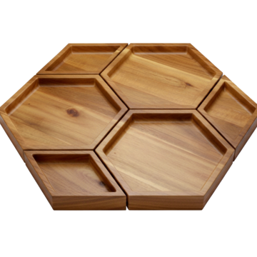 Exquisite Acacia Modular Wooden Serving Platter Set - Versatile Tableware
