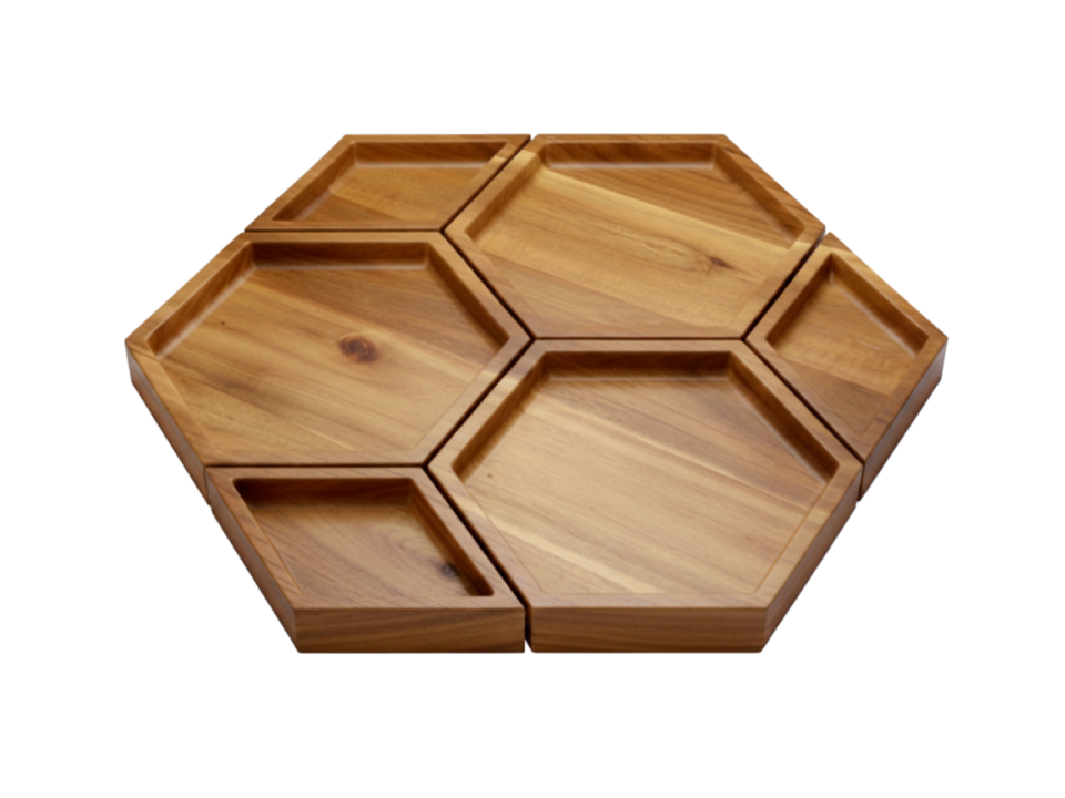 Exquisite Acacia Modular Wooden Serving Platter Set - Versatile Tableware