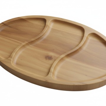 Acacia Wood Serving Platter with 3 Compartments - Versatile Tableware