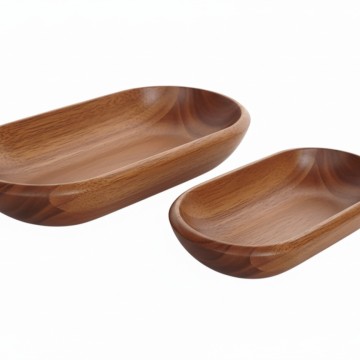 Oval Acacia Wood Serving Bowl Set - Natural & Versatile