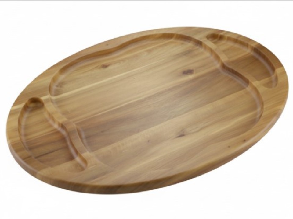 Premium Acacia Wood Oval Divided Platter - Sustainable Serving Solution