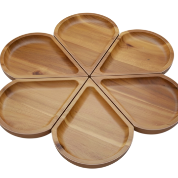Acacia Wood Multi-Compartment Serving Tray - Versatile Snack & Appetizer Platter