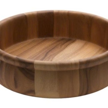 Acacia Wood Round Salad Bowl - Natural Grain Kitchen Essential