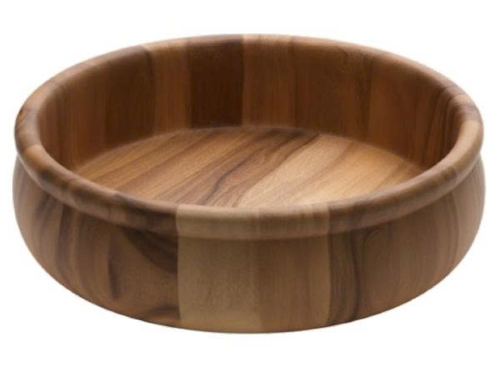 Acacia Wood Round Salad Bowl - Natural Grain Kitchen Essential