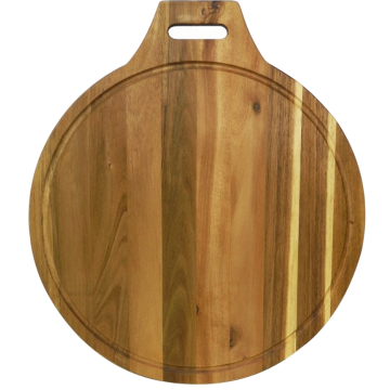 Heavy-duty Acacia Wood Round Cutting Board with Handle - Versatile Kitchenware