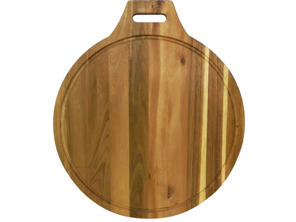 Heavy-duty Acacia Wood Round Cutting Board with Handle - Versatile Kitchenware