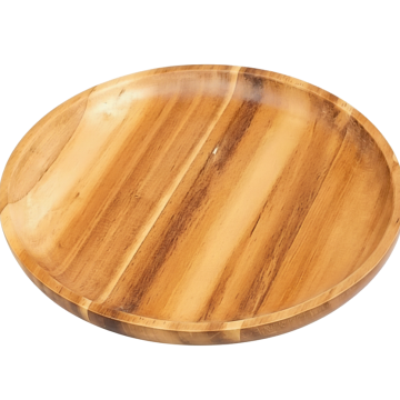 Round Acacia Wood Platter - Durable Serving Tray