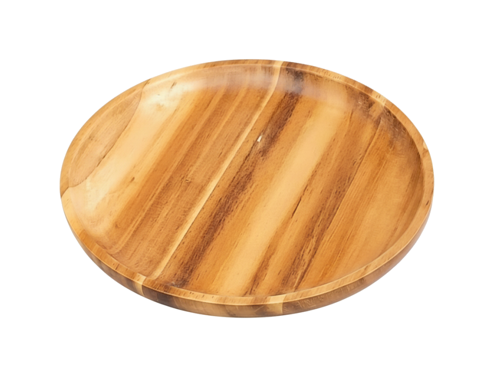 Round Acacia Wood Platter - Durable Serving Tray