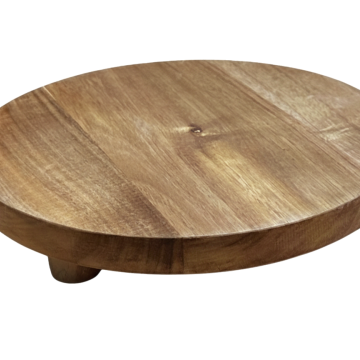 Acacia Wood Serving Board - Round Pedestal Design