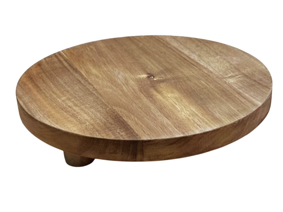 Acacia Wood Serving Board - Round Pedestal Design