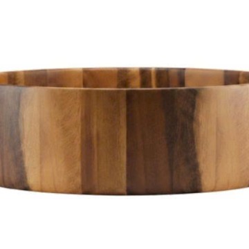 Premium Acacia Wood Round Salad Bowl - Natural Kitchenware