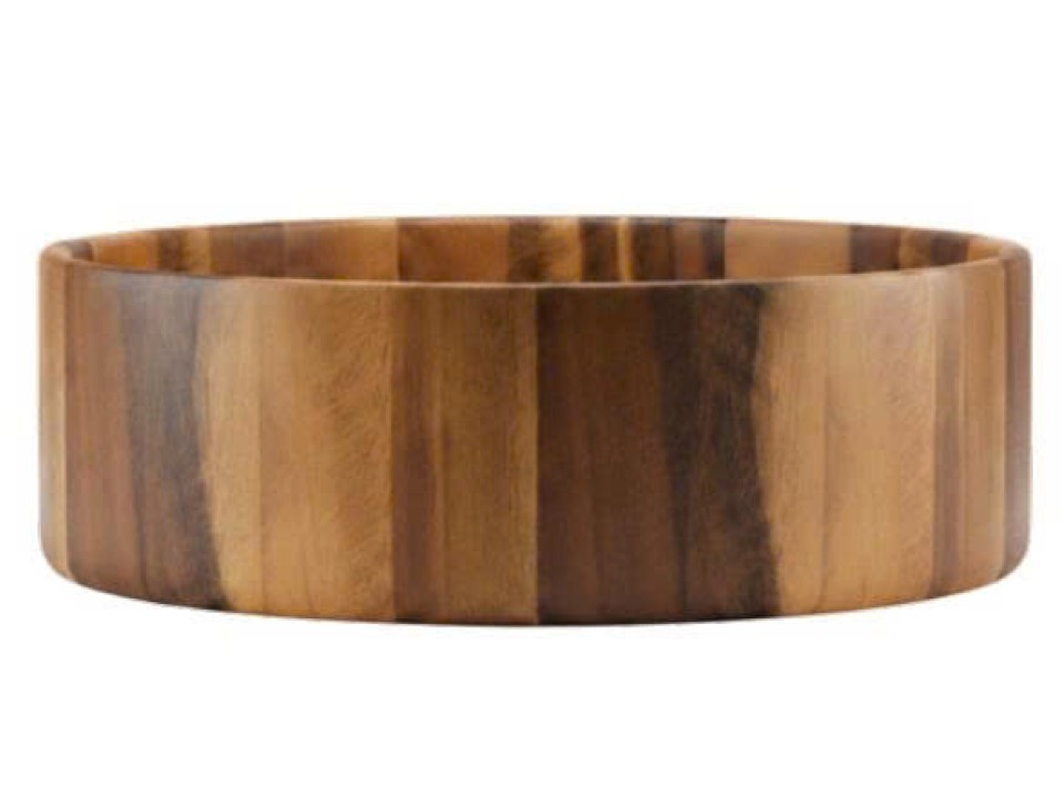 Premium Acacia Wood Round Salad Bowl - Natural Kitchenware