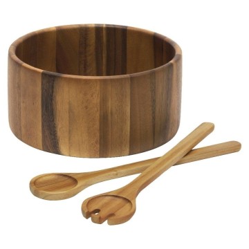 Exquisite Acacia Wood Salad Bowl with Servers - Natural Kitchen Serving Set