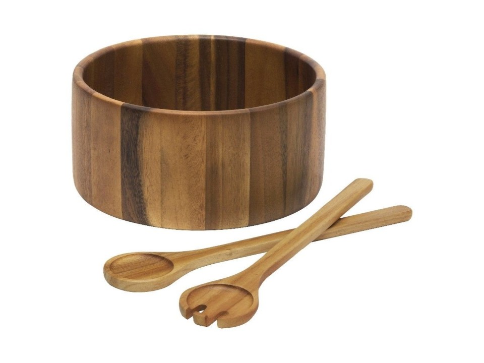 Exquisite Acacia Wood Salad Bowl with Servers - Natural Kitchen Serving Set