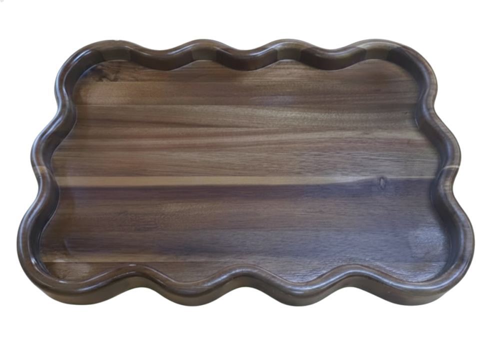 Scallop Acacia Wood Serving Tray - Elegant & Sustainable Kitchenware