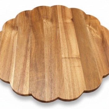 Premium Acacia Wood Scalloped Serving Board - Elegant Home & Kitchen Decor