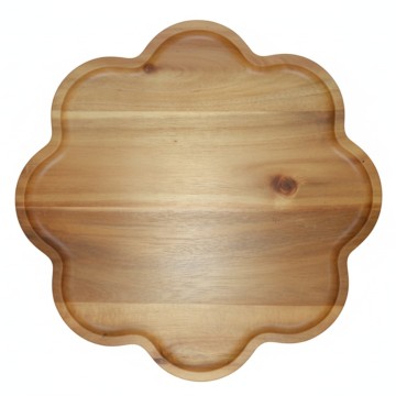 Acacia Wood Scalloped Edge Platter - Natural Serving Tray for Wholesale