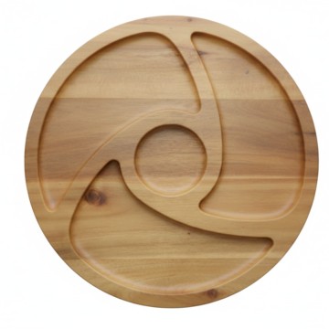 Premium Acacia Wood Segmented Serving Tray - Sustainable Kitchen & Tableware
