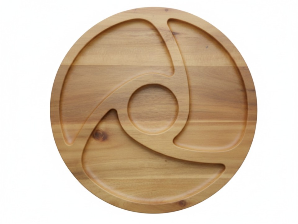 Premium Acacia Wood Segmented Serving Tray - Sustainable Kitchen & Tableware